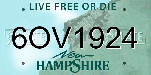 6OV1924 New Hampshire License Plate