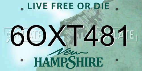 6OXT481 New Hampshire License Plate
