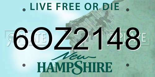 6OZ2148 New Hampshire License Plate