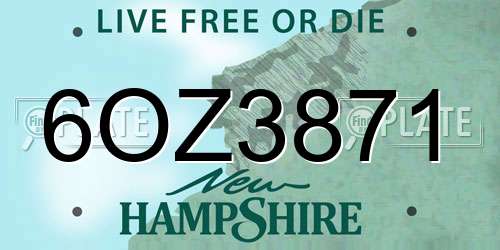 6OZ3871 New Hampshire License Plate
