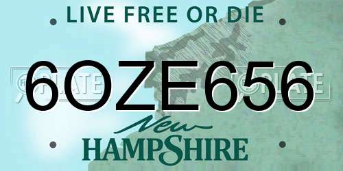6OZE656 New Hampshire License Plate