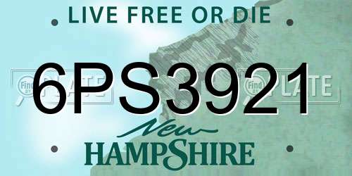 6PS3921 New Hampshire License Plate