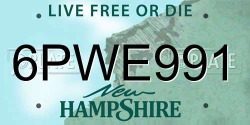 6PWE991 New Hampshire License Plate