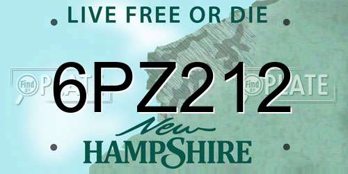 6PZ212 New Hampshire License Plate
