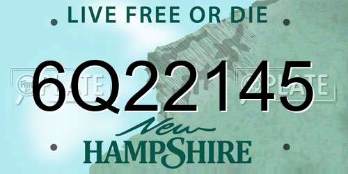 6Q22145 New Hampshire License Plate