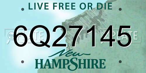 6Q27145 New Hampshire License Plate