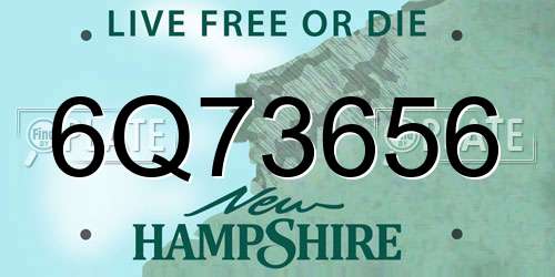 6Q73656 New Hampshire License Plate