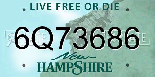 6Q73686 New Hampshire License Plate