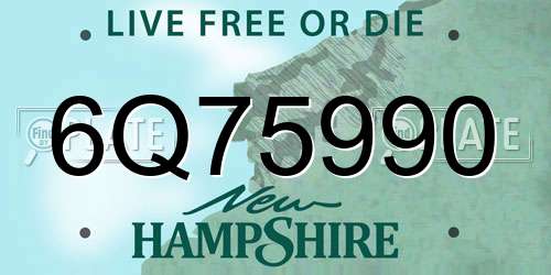 6Q75990 New Hampshire License Plate