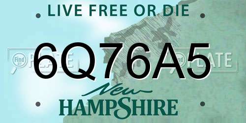 6Q76A5 New Hampshire License Plate