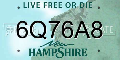 6Q76A8 New Hampshire License Plate