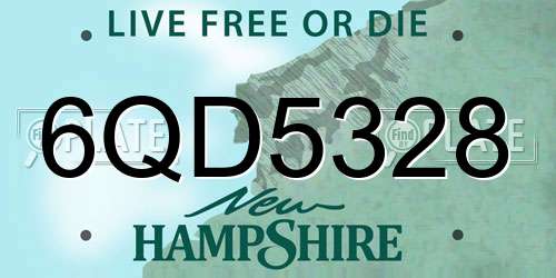 6QD5328 New Hampshire License Plate