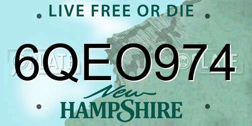 6QEO974 New Hampshire License Plate