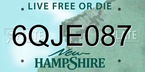 6QJE087 New Hampshire License Plate