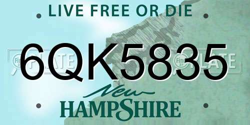 6QK5835 New Hampshire License Plate