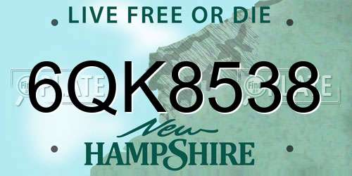 6QK8538 New Hampshire License Plate