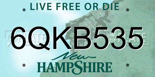 6QKB535 New Hampshire License Plate
