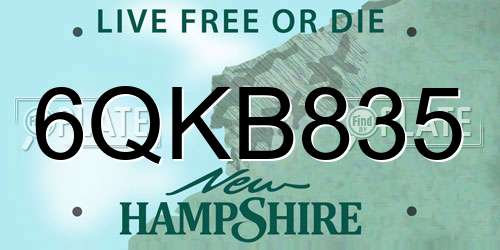6QKB835 New Hampshire License Plate