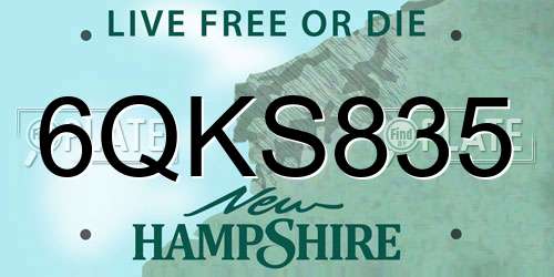 6QKS835 New Hampshire License Plate