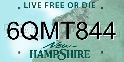 6QMT844 New Hampshire License Plate