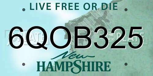 6QOB325 New Hampshire License Plate
