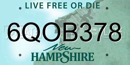 6QOB378 New Hampshire License Plate