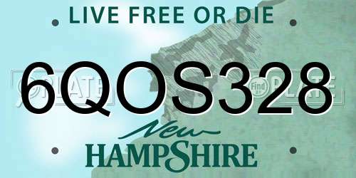 6QOS328 New Hampshire License Plate
