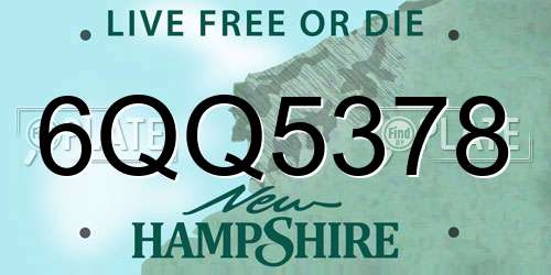 6QQ5378 New Hampshire License Plate