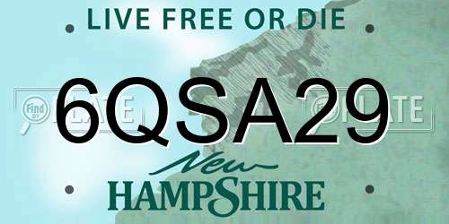 6QSA29 New Hampshire License Plate
