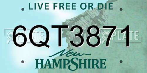 6QT3871 New Hampshire License Plate