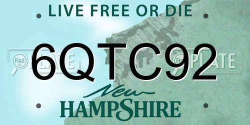 6QTC92 New Hampshire License Plate