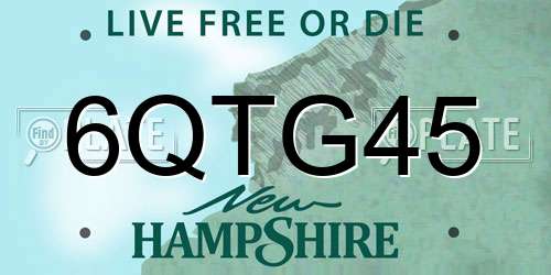 6QTG45 New Hampshire License Plate