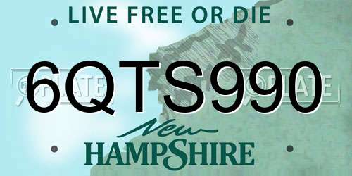 6QTS990 New Hampshire License Plate