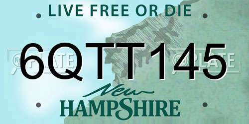 6QTT145 New Hampshire License Plate
