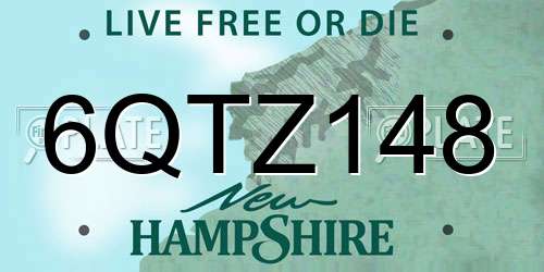 6QTZ148 New Hampshire License Plate
