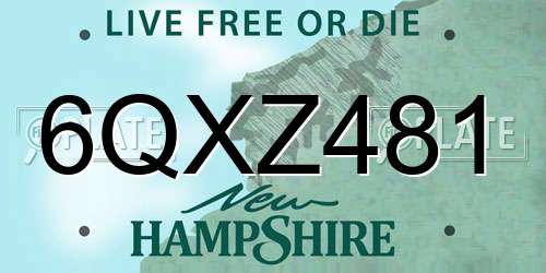 6QXZ481 New Hampshire License Plate