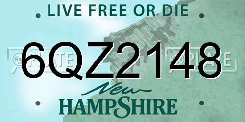 6QZ2148 New Hampshire License Plate