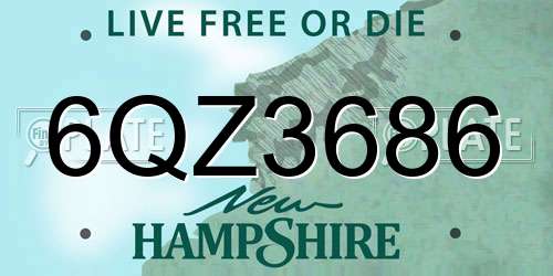 6QZ3686 New Hampshire License Plate
