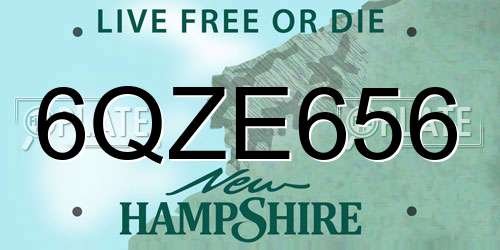 6QZE656 New Hampshire License Plate