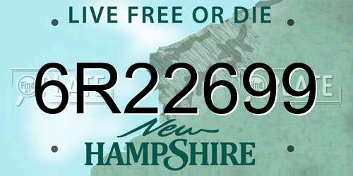 6R22699 New Hampshire License Plate
