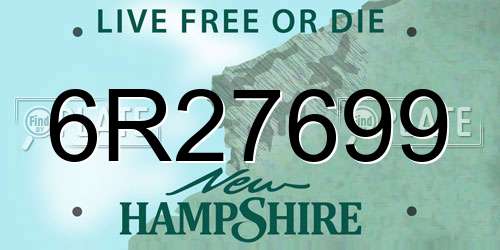 6R27699 New Hampshire License Plate