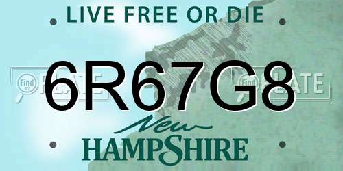 6R67G8 New Hampshire License Plate