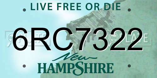 6RC7322 New Hampshire License Plate