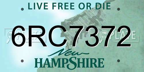 6RC7372 New Hampshire License Plate