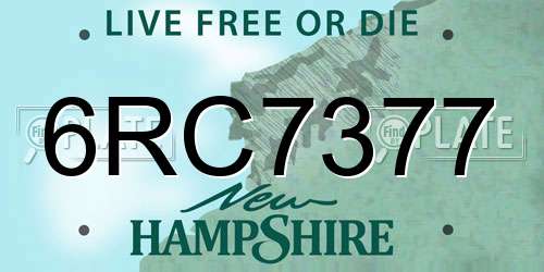 6RC7377 New Hampshire License Plate