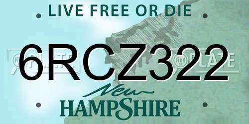 6RCZ322 New Hampshire License Plate