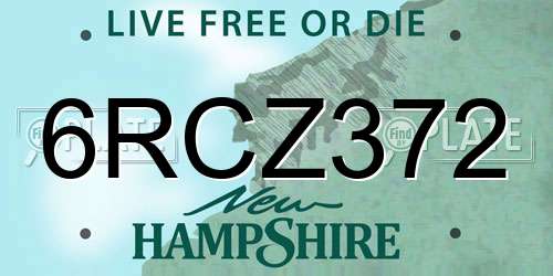 6RCZ372 New Hampshire License Plate