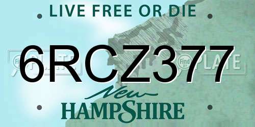 6RCZ377 New Hampshire License Plate