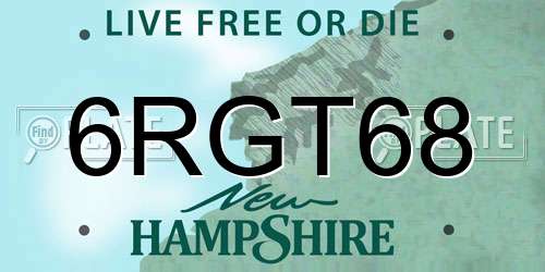 6RGT68 New Hampshire License Plate