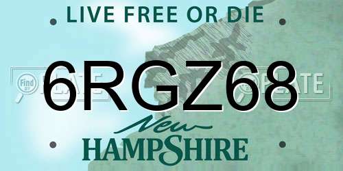 6RGZ68 New Hampshire License Plate